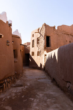 Ushaiger, Ar Riyadh in Saudi Arabia. A traditional restored village made of clay bricks. Ushaiger is one of the Heritage Villages in the Kingdom of Saudi Arabia