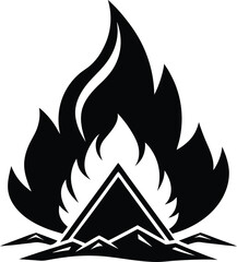 campfire black and white silhouette vector design