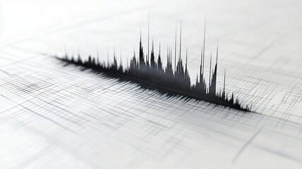 Seismograph needle graphically depicting seismic activity on a textured paper background