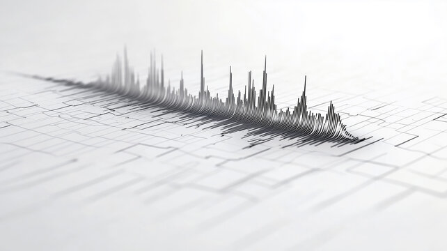 Detailed visualization of a seismic waveform on a modern seismograph display