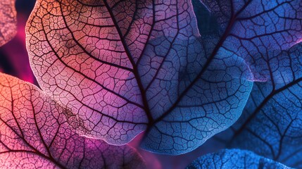 Intricate, vibrant leaf veins in vibrant hues