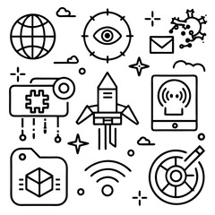 Fototapeta premium Futuristic Tech Icons Set