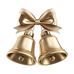 Golden Bells with Elegant Bow Christmas Decoration