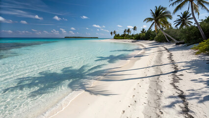 tropical beach with palm trees