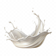 abstract 3d splash of milk or cream with drops isolated on white background