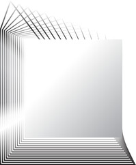 Square geometric shapes with metallic silver gradient, banner, frame