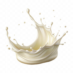abstract 3d splash of milk or cream with drops isolated on white background