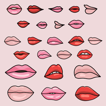 Playful Lips Icon Set Illustration