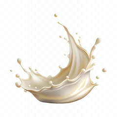 abstract 3d splash of milk or cream with drops isolated on white background