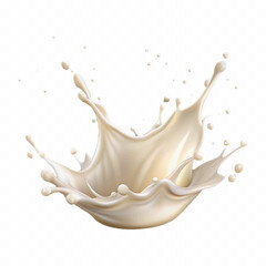 abstract 3d splash of milk or cream with drops isolated on white background