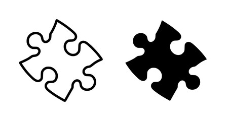 Obraz premium Two puzzle icon designs, silhouette and outline