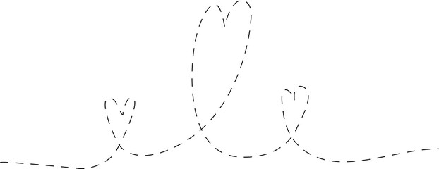 Heart line dash drawing. Element for love