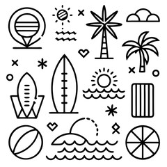 Beach icon set