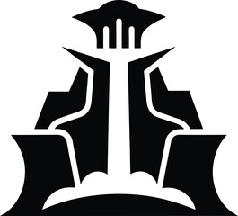 waterfall black and white silhouette vector design