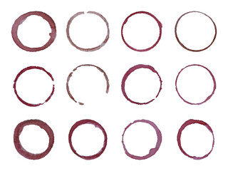 Isolated coffee, tea and wine stains. Cup marks. Vector illustration.