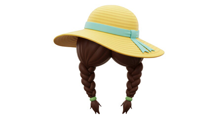 Isolated Summer Straw Hat with Braids