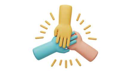 Isolated Hands Stacked in Unity and Collaboration with Light Rays