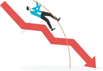 Businessman crossing downfall arrow

