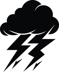 thunderstorm black and white silhouette vector design