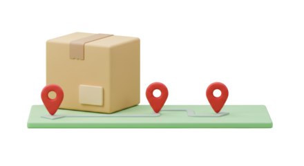 Isolated Parcel Box Followed by GPS Markers on Route