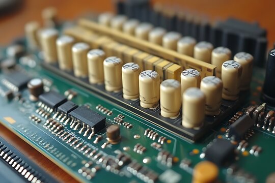 A close up view of a computer circuit board assembly