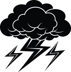 thunderstorm black and white silhouette vector design