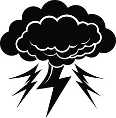 thunderstorm black and white silhouette vector design