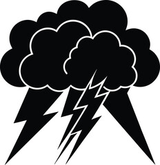 thunderstorm black and white silhouette vector design