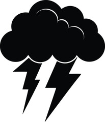 thunderstorm black and white silhouette vector design