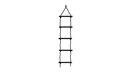 Rope ladder , black isolated silhouette