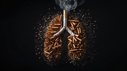 Lungs Made of Cigarettes Representing Smoking Effects  