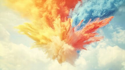 Obraz premium Vibrant Color Explosion Abstract Paint Cloud Burst