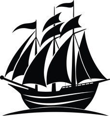 sailboat black and white silhouette vector design