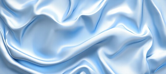 Obraz premium Delicate Baby Blue Silk Satin Fabric Background, Smooth Elegant Textile Texture With Wavy Folds