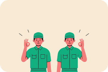 Two Uniformed Figures Giving Okay Sign, Indicating Agreement and Positive Confirmation Together