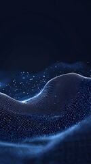 Abstract blue digital wave, glowing particles background;  website header, tech presentation