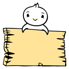 Bird Sitting On Wooden Sign Text Sign Frame Cute Design Lover Art Vector Illustration Card T-Shirt Poster Sticker Graphic Print Decorative Drawing Isolated Logo Decoration Symbol Creative Cool Style
