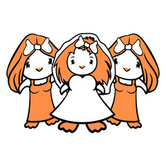 3 Birds Team Bride Girls Three Friends Wedding Fun Design Lover Art Vector Illustration Card T-Shirt Poster Sticker Graphic Print Decorative Drawing Isolated Logo Decoration Symbol Creative Cool Style