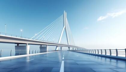 Obraz premium Modern Bridge Under Clear Blue Sky