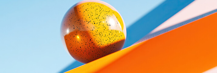 Speckled Orange Sphere on Angled Orange Surface