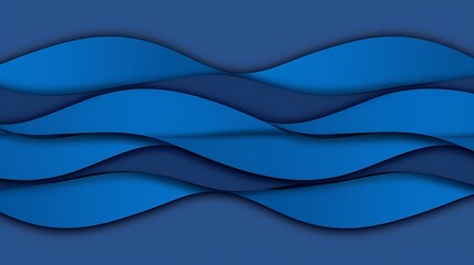 Fototapeta premium Abstract layered blue waves creating a cool and soothing visual display