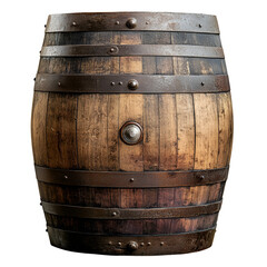 Obraz premium Old Wooden Barrel with Metal Bands Aged Texture