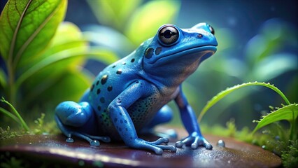 Obraz premium Macro Photography Blue Frog Black Eyes - Stunning Close Up Amphibian Nature Wildlife Image