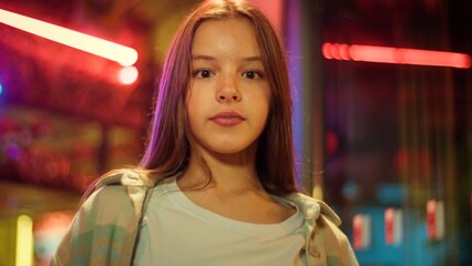Surprised Asian Caucasian teen shocked child teenager girl daughter kid show mind blow gesture head...