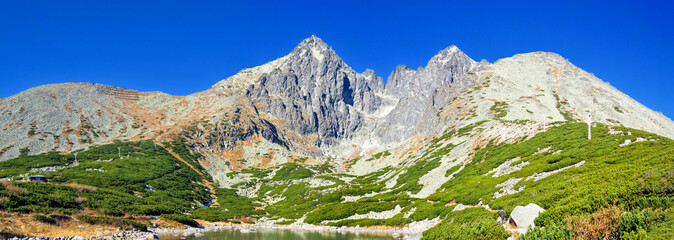 Panorama view of Lomnicky Stit in High Tatra. Slovakia