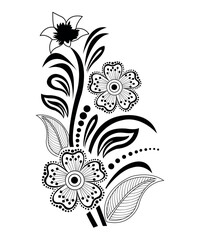 Ornamental Floral Design Elegant Black and White Artwork