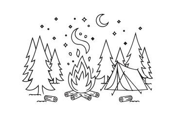 campfire Black and White Vector