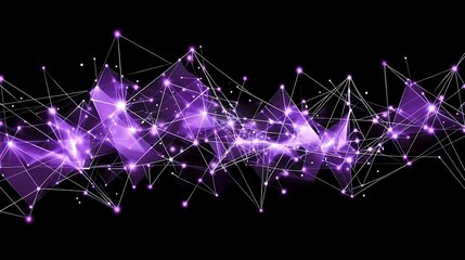 Abstract digital network of interconnected points and lines on black