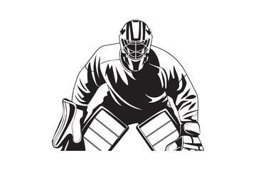 hockey goalie Black and White Vector
