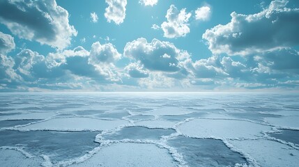 Dramatic cloudy sky over a frozen lake showcasing climate adaptation strategies and environmental challenges